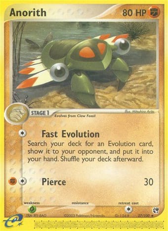 Anorith EX Sandstorm Pokemon Card