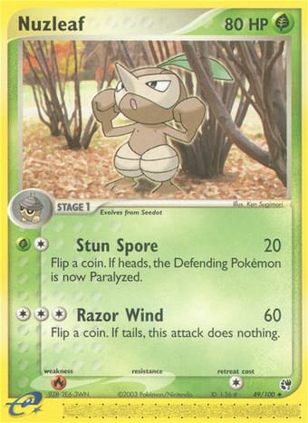 Nuzleaf EX Sandstorm Pokemon Card