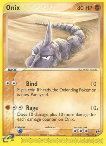 Onix EX Sandstorm Pokemon Card