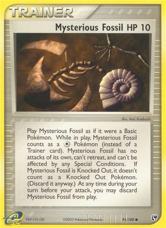 Mysterious Fossil EX Sandstorm Pokemon Card