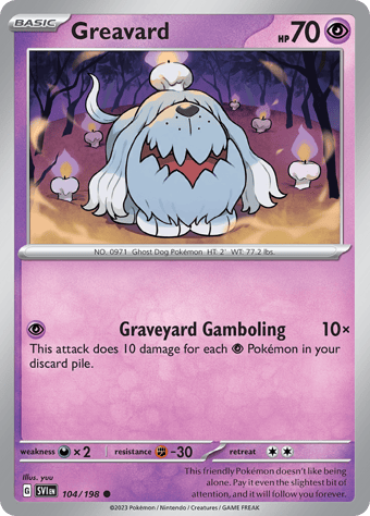 Greavard Scarlet & Violet Pokemon Card