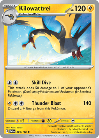 Kilowattrel Scarlet & Violet Pokemon Card