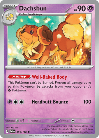 Dachsbun Scarlet & Violet Pokemon Card