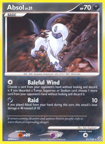 Absol Secret Wonders Pokemon Card