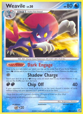 Weavile Secret Wonders Pokemon Card