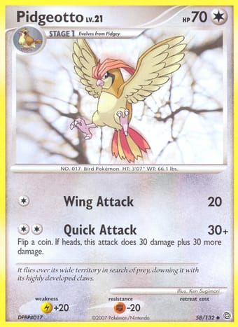 Pidgeotto Secret Wonders Pokemon Card