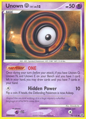 Unown O Secret Wonders Pokemon Card