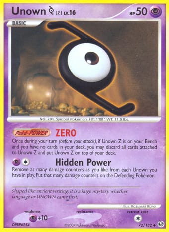 Unown Z Secret Wonders Pokemon Card