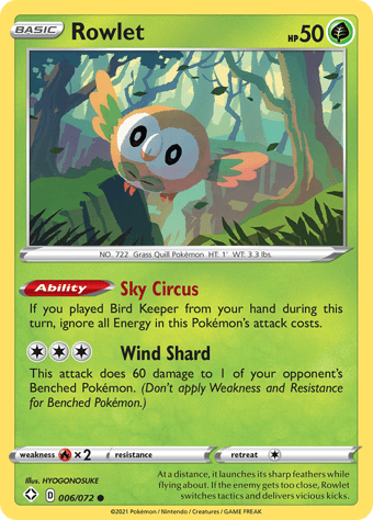 Rowlet Shining Fates Pokemon Card