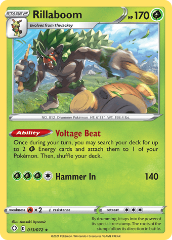 Rillaboom Shining Fates Pokemon Card