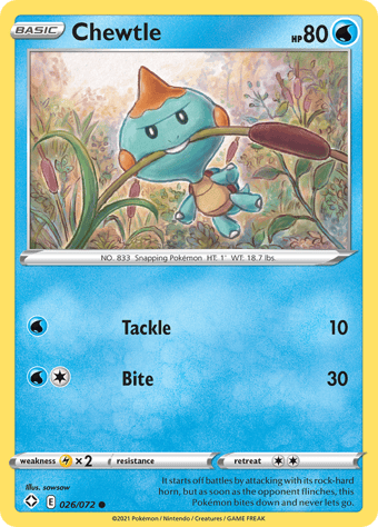 Chewtle Shining Fates Pokemon Card