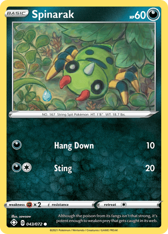Spinarak Shining Fates Pokemon Card