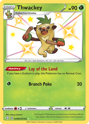 Thwackey Shining Fates Pokemon Card