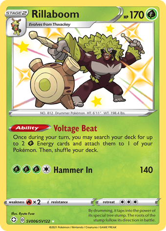 Rillaboom Shining Fates Pokemon Card