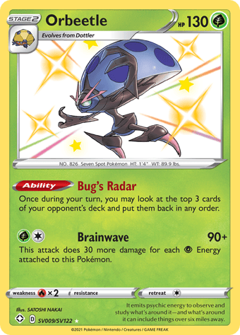 Orbeetle Shining Fates Pokemon Card