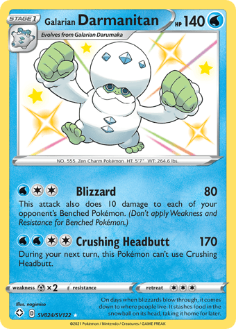 Galarian Darmanitan Shining Fates Pokemon Card