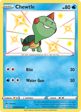 Chewtle Shining Fates Pokemon Card
