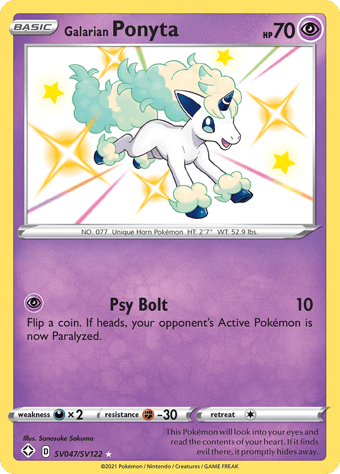 Galarian Ponyta Shining Fates Pokemon Card