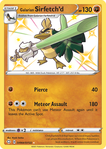 Galarian Sirfetch’d Shining Fates Pokemon Card