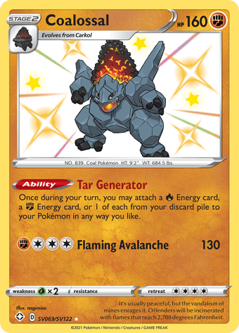 Coalossal Shining Fates Pokemon Card
