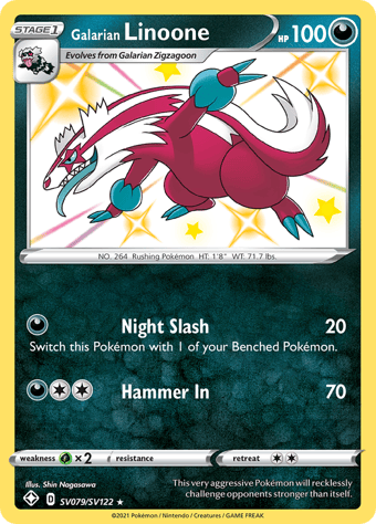 Galarian Linoone Shining Fates Pokemon Card