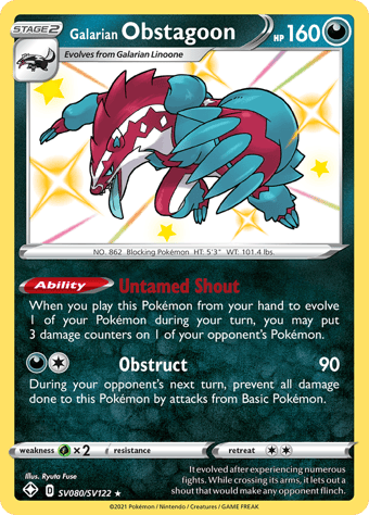 Galarian Obstagoon Shining Fates Pokemon Card