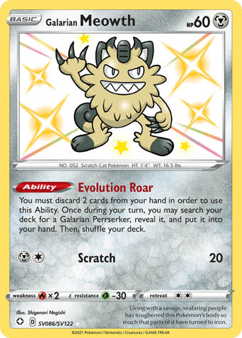 Galarian Meowth Shining Fates Pokemon Card