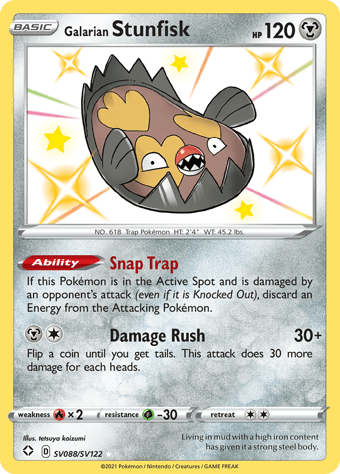 Galarian Stunfisk Shining Fates Pokemon Card