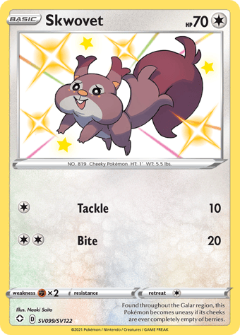 Skwovet Shining Fates Pokemon Card