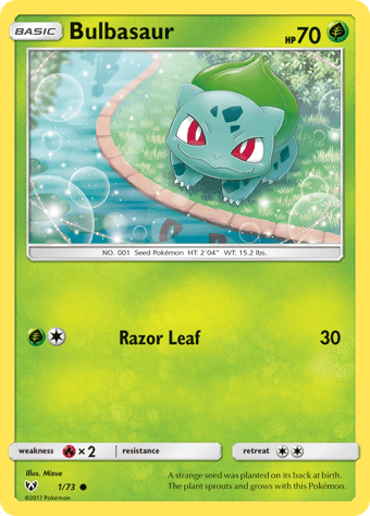 Bulbasaur Shining Legends Pokemon Card