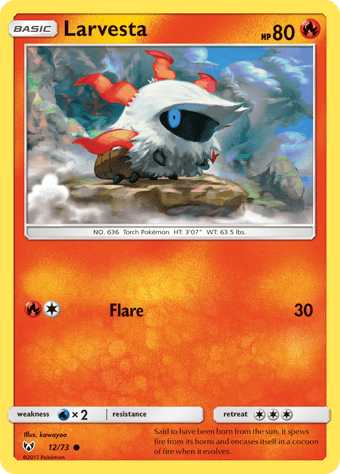 Larvesta Shining Legends Pokemon Card