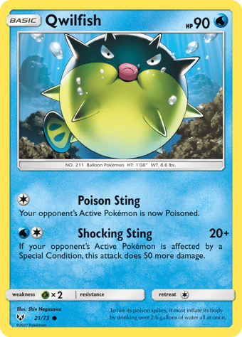 Qwilfish Shining Legends Pokemon Card