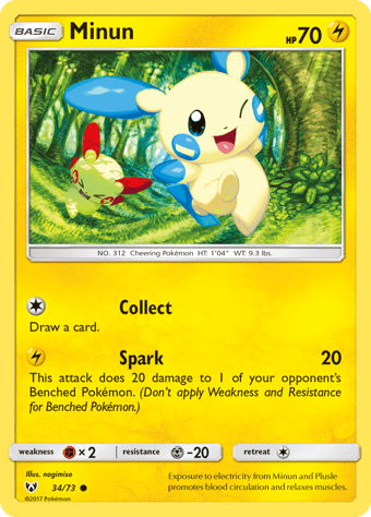 Minun Shining Legends Pokemon Card