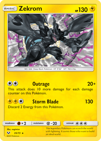 Zekrom Shining Legends Pokemon Card