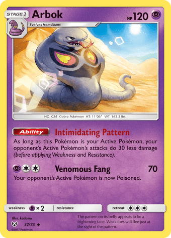 Arbok Shining Legends Pokemon Card