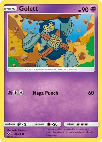 Golett Shining Legends Pokemon Card