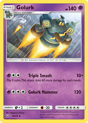 Golurk Shining Legends Pokemon Card