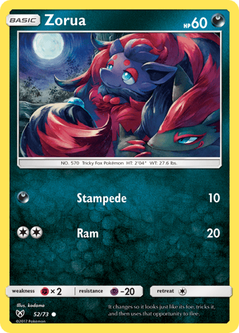Zorua Shining Legends Pokemon Card