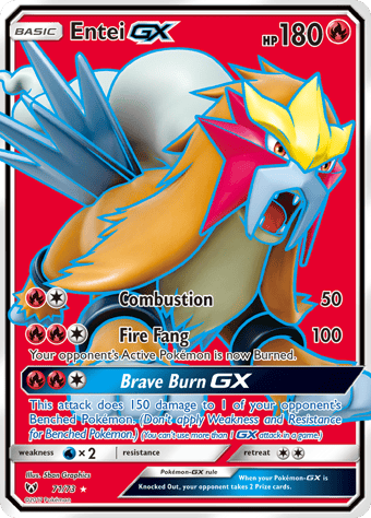 Entei-GX Shining Legends Pokemon Card
