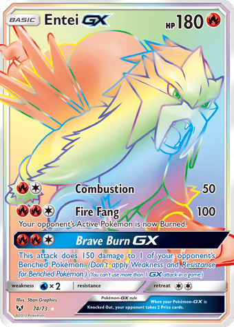 Entei-GX Shining Legends Pokemon Card