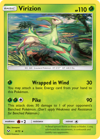 Virizion Shining Legends Pokemon Card
