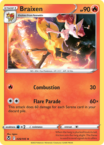 Braixen Silver Tempest Pokemon Card