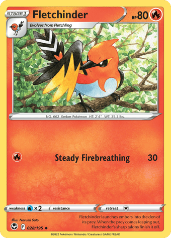 Fletchinder Silver Tempest Pokemon Card