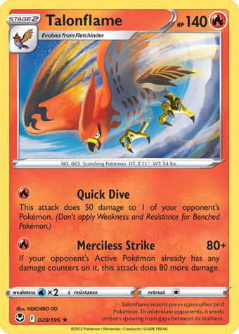 Talonflame Silver Tempest Pokemon Card