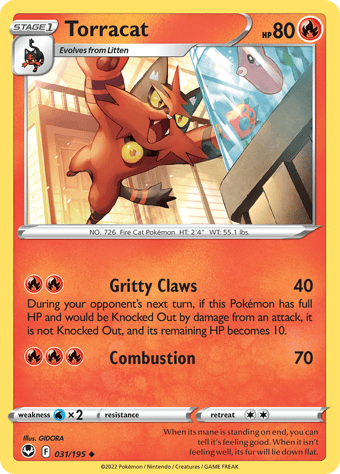 Torracat Silver Tempest Pokemon Card