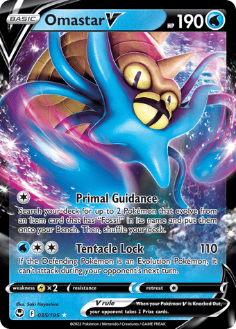 Omastar V Silver Tempest Pokemon Card