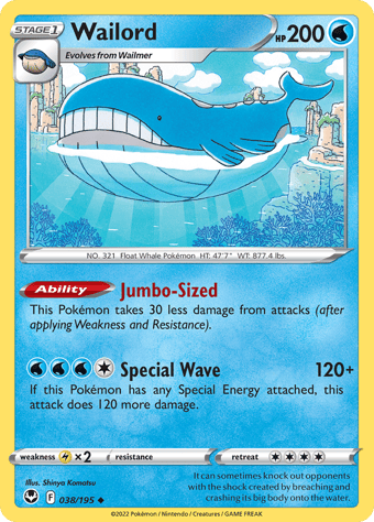 Wailord Silver Tempest Pokemon Card
