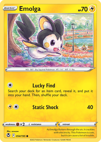 Emolga Silver Tempest Pokemon Card