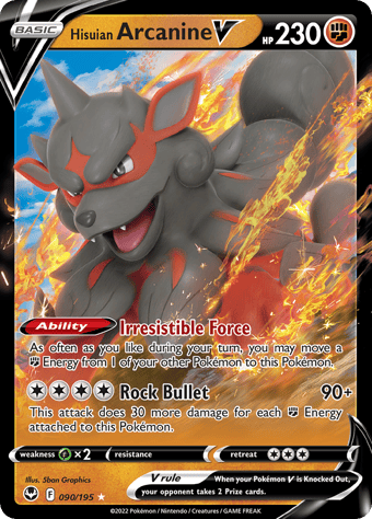 Hisuian Arcanine V Silver Tempest Pokemon Card