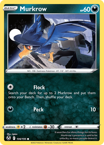 Murkrow Silver Tempest Pokemon Card
